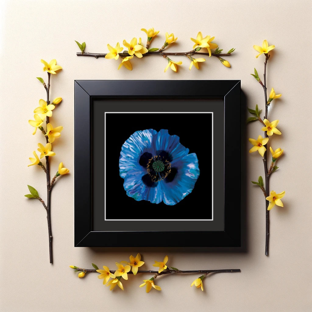 Poppy Moonlit Blue - Framed & Mounted Giclée Print